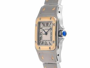 Thumbnail von Cartier Santos Galbée Lady PM kleines Modell Ref.166930 1990 Full Set sehr gut Vintage Santos Galbee Lady PM kleines Modell