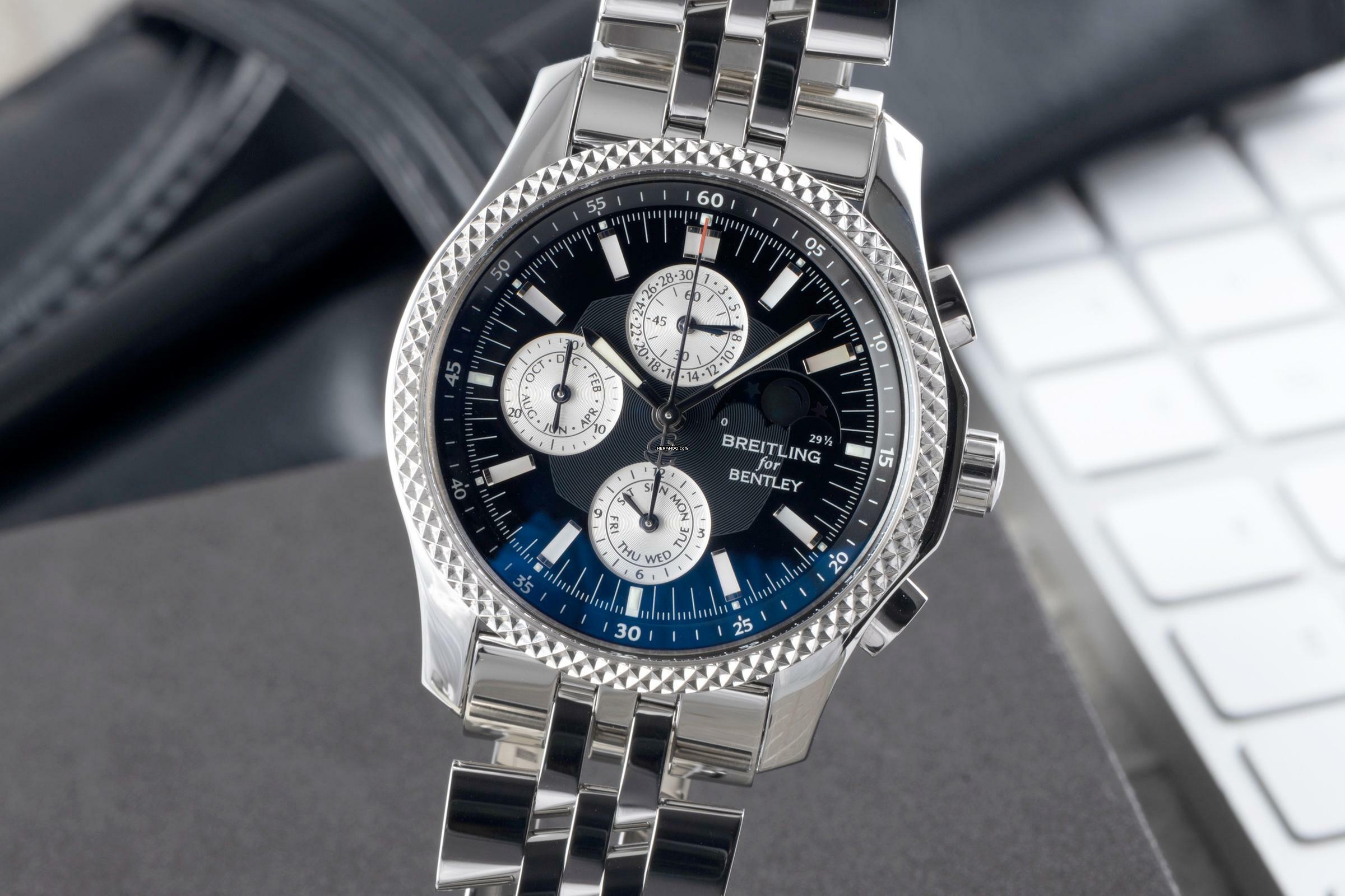  Breitling Bentley Mark VI Chronograph Stahl / Platin Ref P1936212/B977 Papiere 