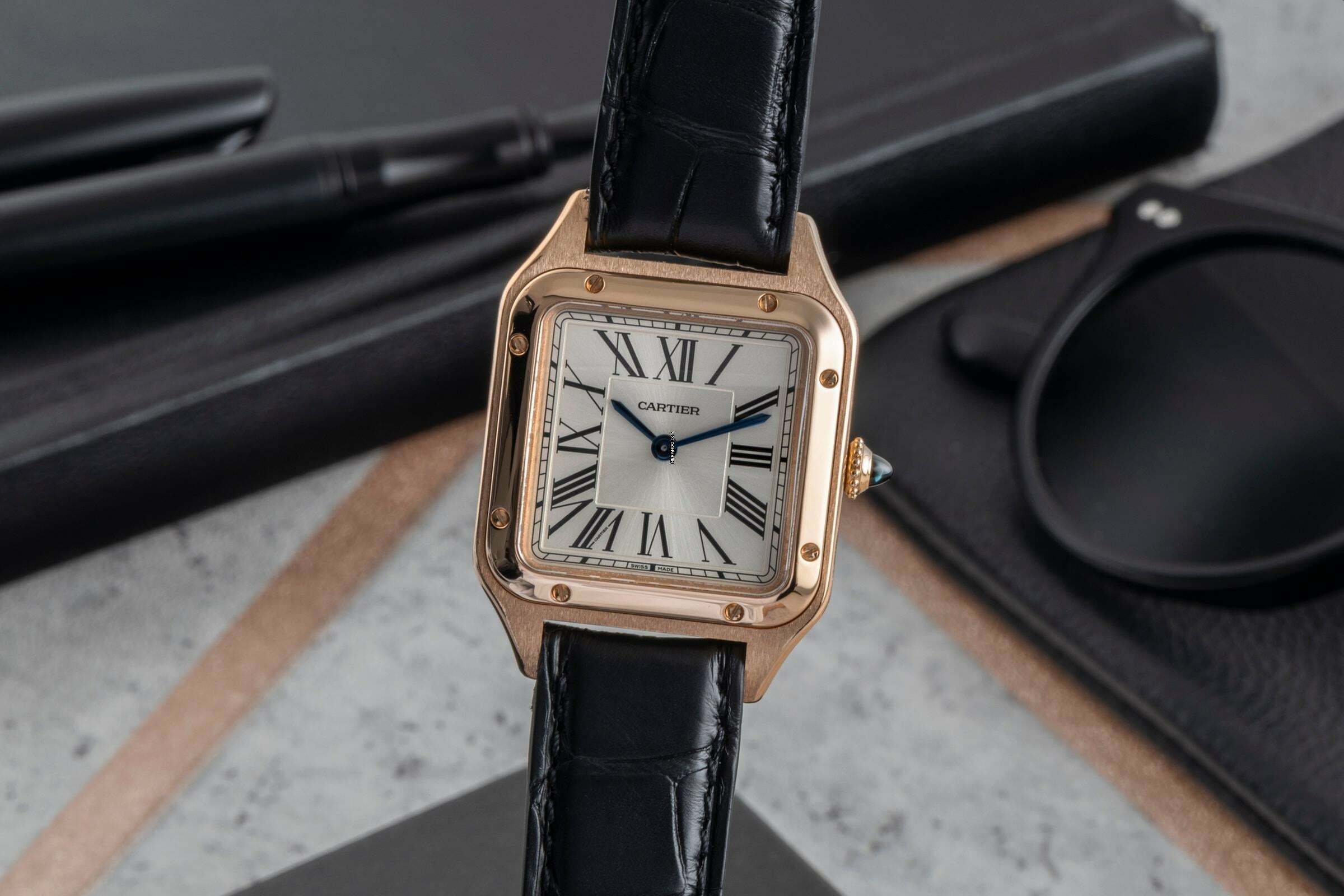  Cartier Santos Dumont 18k Rotgold Quarz Damenuhr WGSA0022 4212 