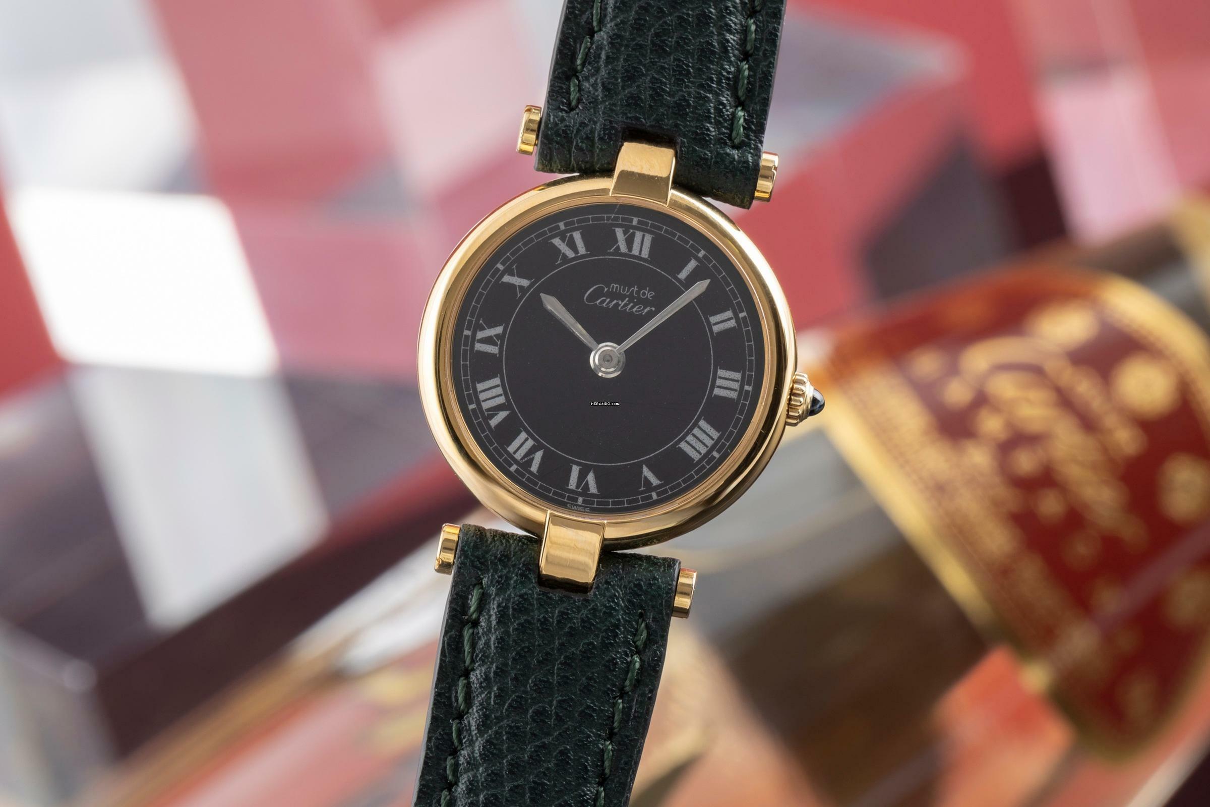  Cartier Vendome must de Cartier Vendome SM 925 Silber vergoldet Damenuhr Ref. 84978913 