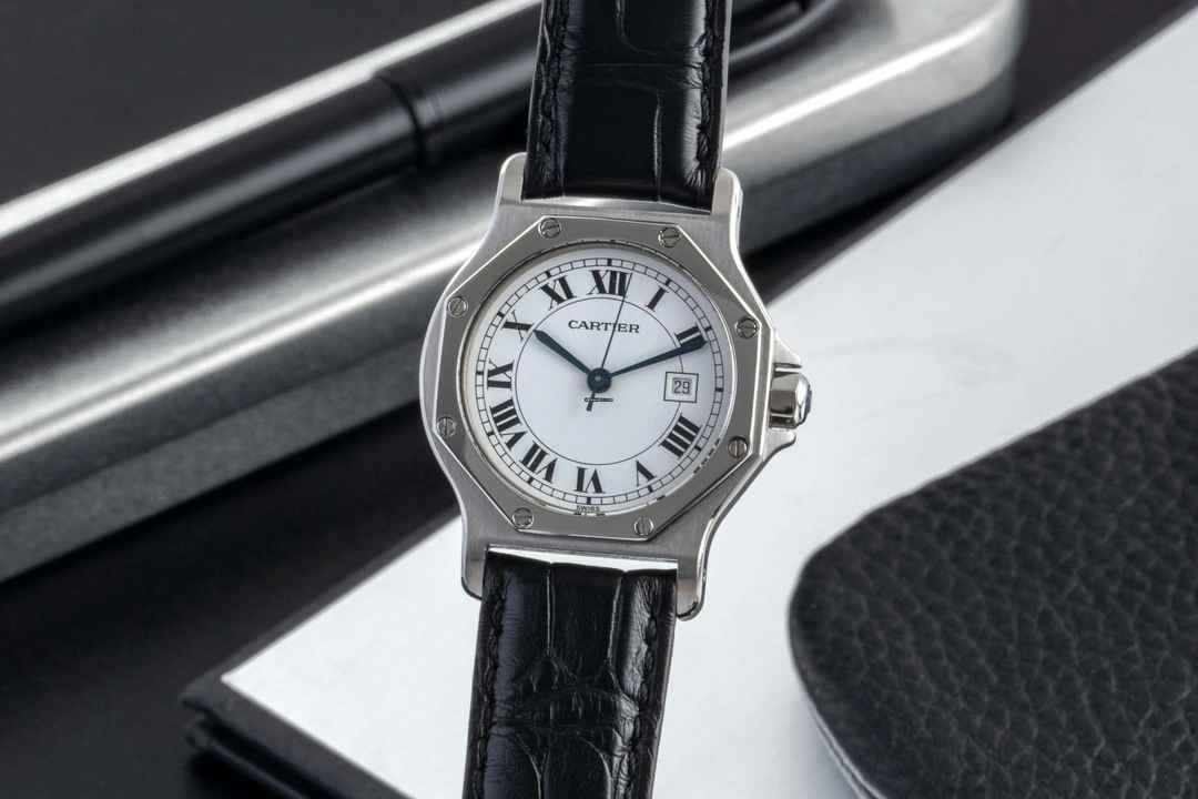  Cartier Santos Ronde GM Octagon Automatik Edelstahl Herrenuhr Medium Ref. 2965 