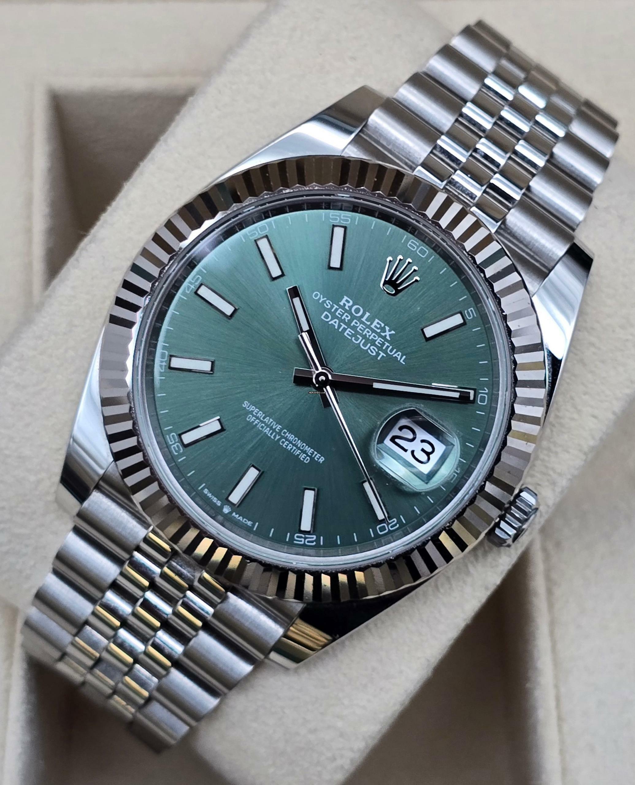 Rolex Datejust 41 41mm 126334-0028 - Mint Green Jubilee Unworn/New Condition Full Set 12-2025