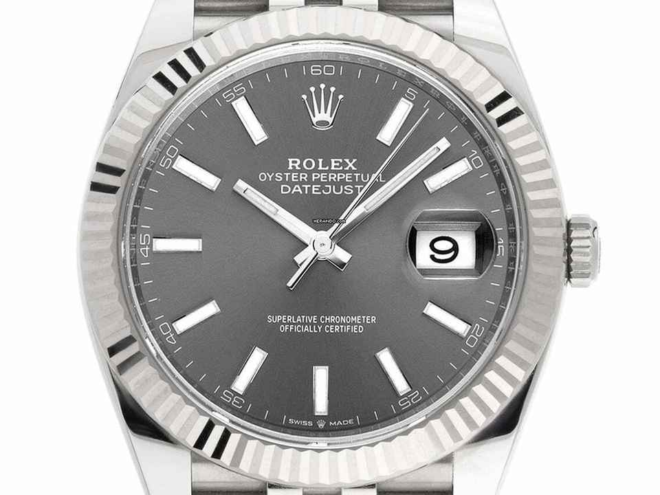  Rolex Datejust 41 Rhodium Ref.126334 2021 Full Set wie Neu Datejust Rhodium Stahl 18kt Weißgold 