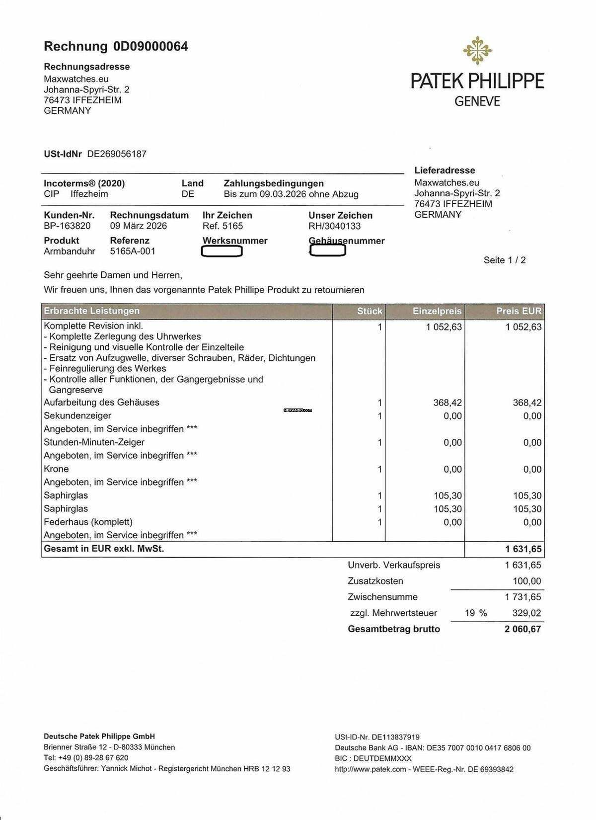 Thumbnail von Patek Philippe Aquanaut 38mm Vintage 5165A-001 - Patek Service 03/2026