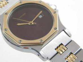 Thumbnail von Cartier Santos Octagon Burgundy Automatik XL 30mm Stahl Gold im Top Zustand langes strammes Band perfektes Burgundy Dial 30 mm