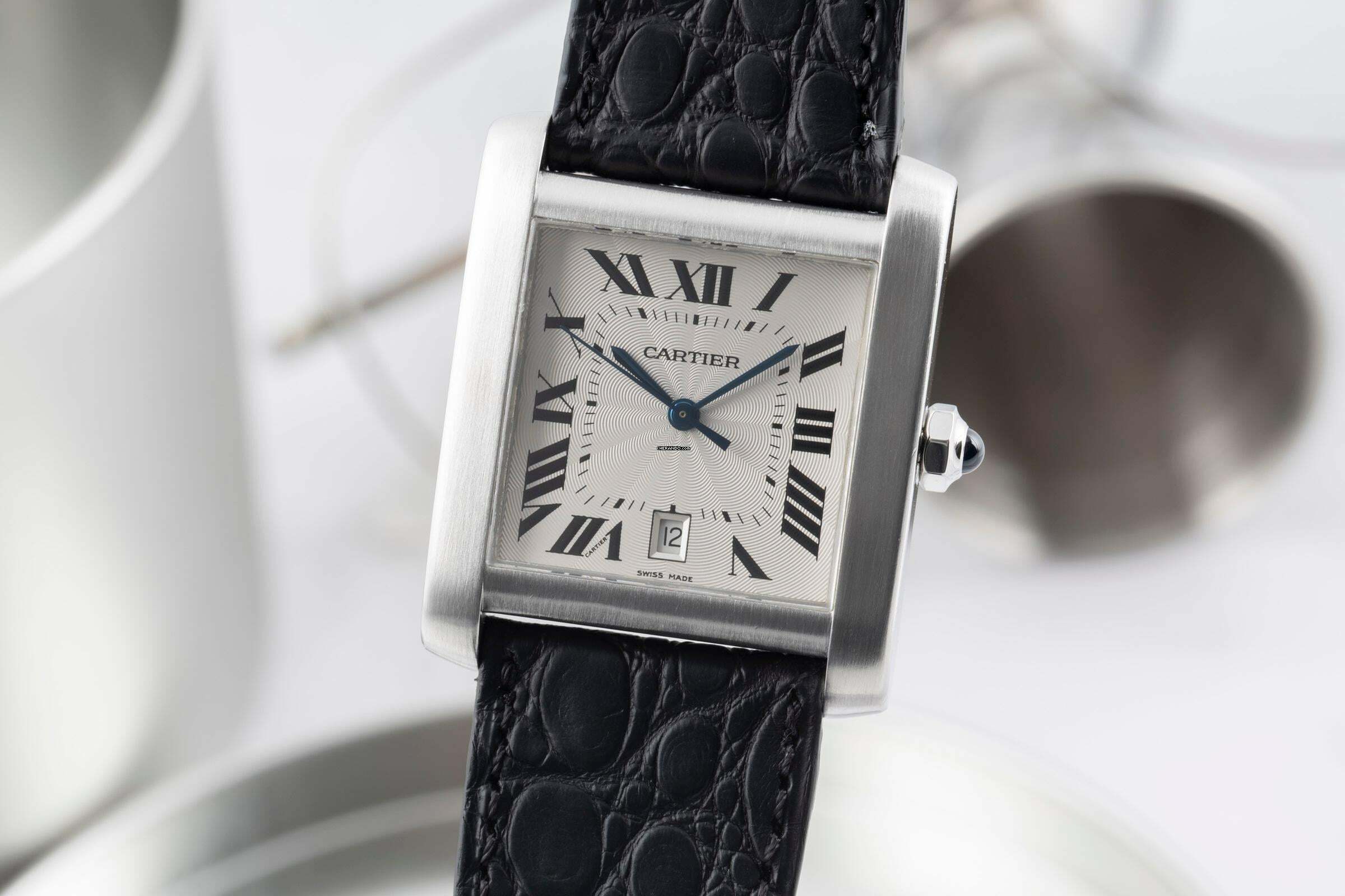  Cartier Tank Française Edelstahl Automatik Herrenuhr Ref. W5101755 B&P 2003 