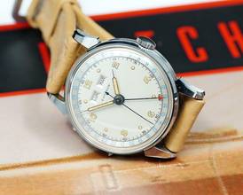 Thumbnail von Gubelin STUNNING NOS NEW TRIPLE DATE CALENDAR FROM THE 50'S RARE VINTAGE