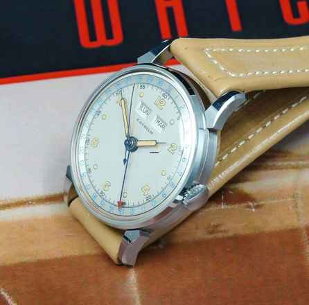  Gubelin STUNNING NOS NEW TRIPLE DATE CALENDAR FROM THE 50'S RARE VINTAGE 