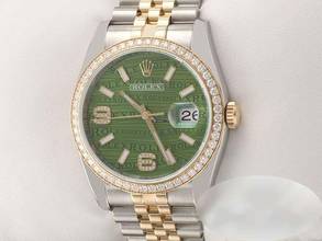 Thumbnail von Rolex Datejust 36 36mm 116243 2016 Lc100 Stahl Gelbgold 750 Grün Wave Diamanten