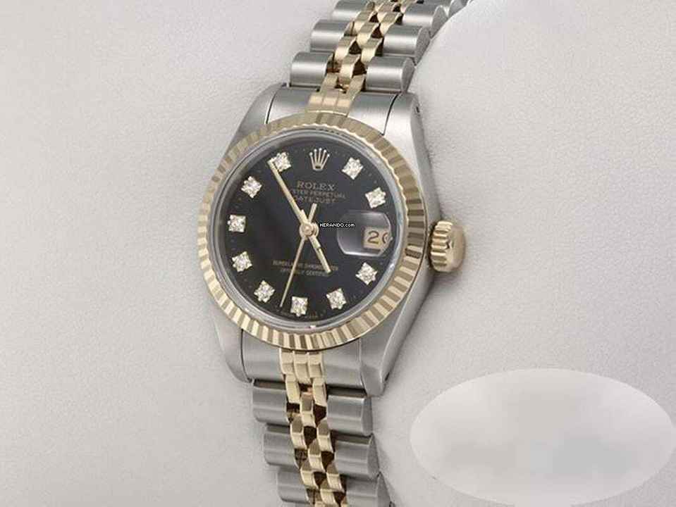  Rolex Lady-Datejust Edelstahl Gelbgold 750 Diamanten Automatik 18kt Yellow Gold Stahl Stainless Steel Jubilé-band Chronometer Oyster Black Dial 