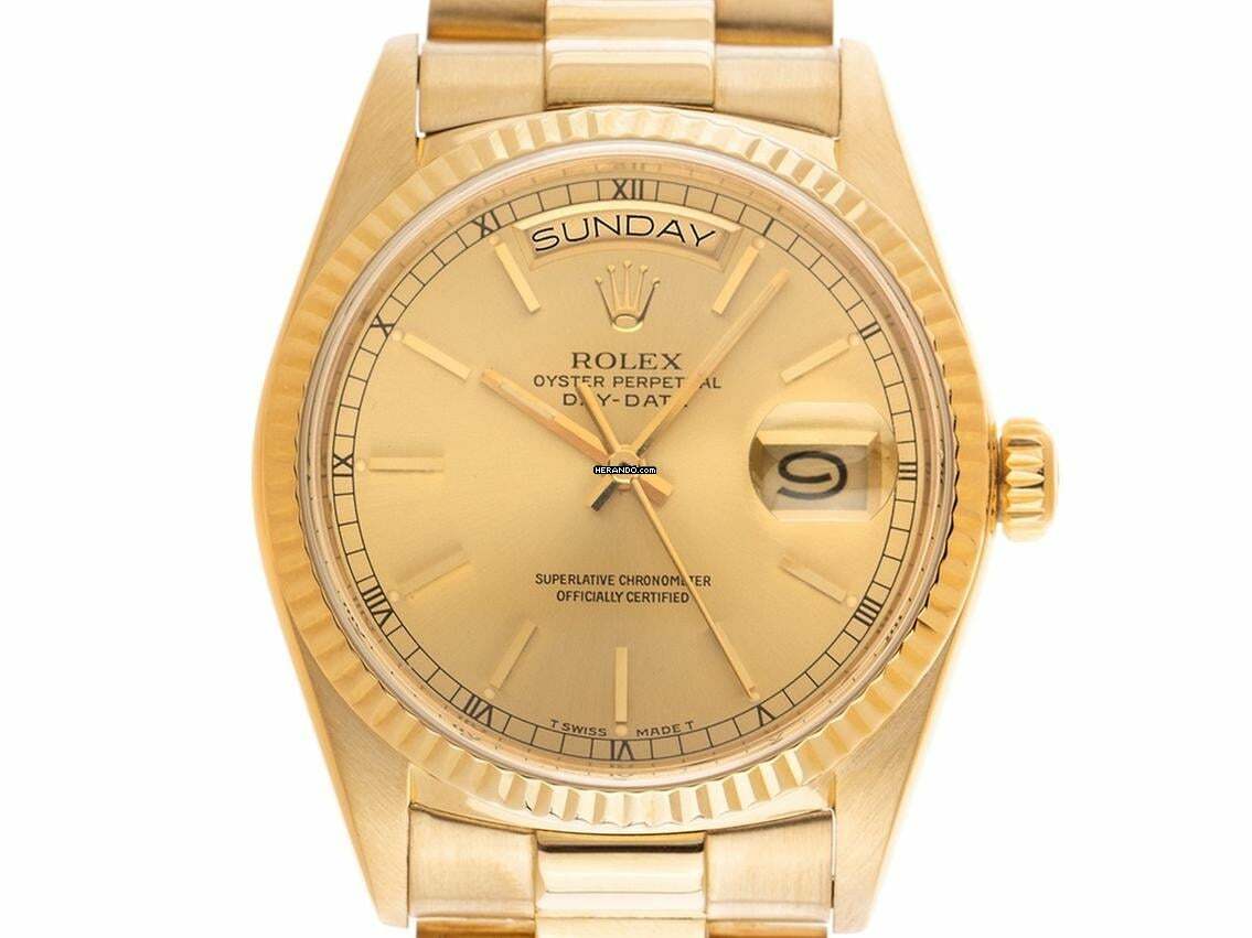  Rolex Day-Date 36 Ref.18038 1979 Full Set sehr gut Vintage Day-Date open 6/9 18kt Gelbgold 125g 