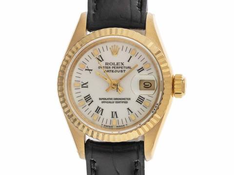  Rolex Lady-Datejust Ref.69178 1990 Box&Beschreibung sehr gut Vintage Datejust Lady 18kt Gelbgold open 6/9 