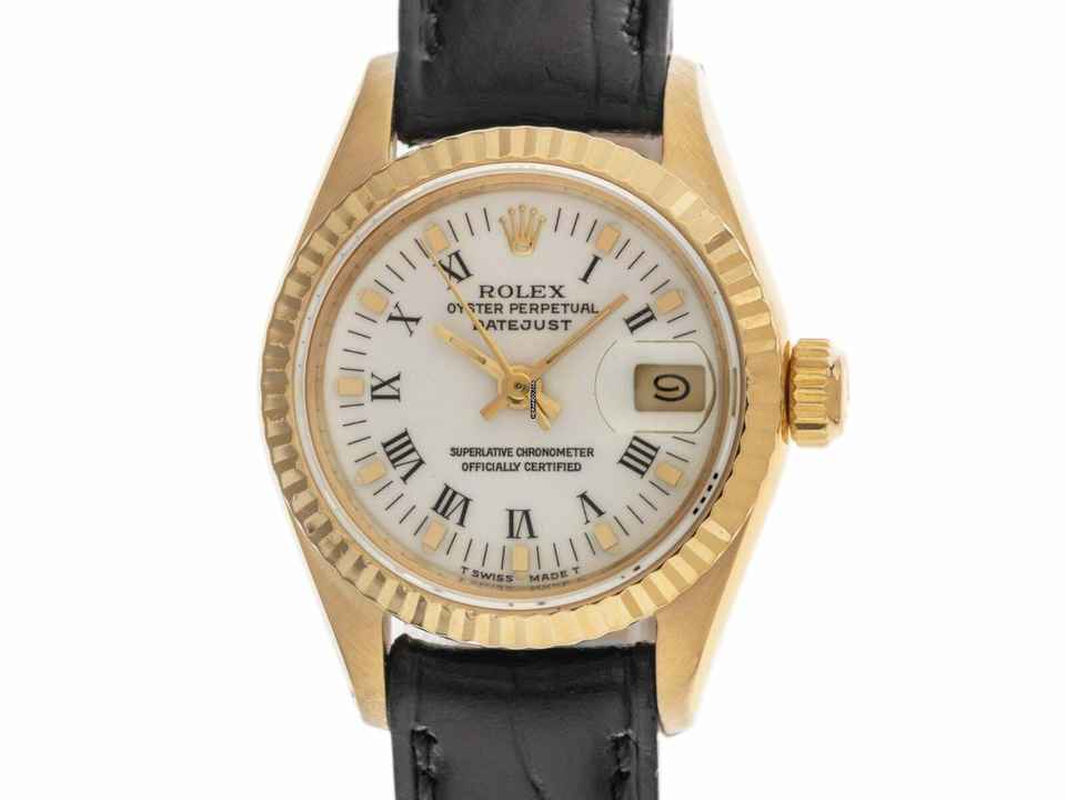  Rolex Lady-Datejust Ref.69178 1990 Box&Beschreibung sehr gut Vintage Datejust Lady 18kt Gelbgold open 6/9 