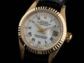 Thumbnail von Rolex Lady-Datejust Ref.69178 1990 Box&Beschreibung sehr gut Vintage Datejust Lady 18kt Gelbgold open 6/9