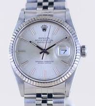 Thumbnail von Rolex Datejust 36 16014 silver Stick dial Jubiléband Stahl Weißgold 1987 Tritium B+P