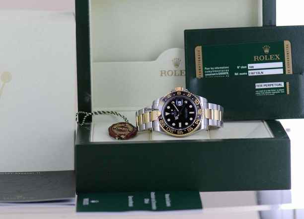  Rolex GMT-Master II 116713LN black Oysterband Keramik Stahl Gold B+P 