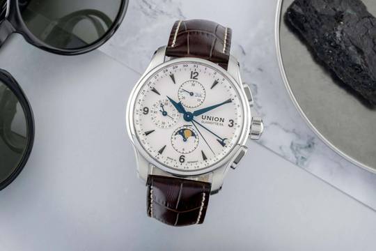  Union Glashütte Belisar Chronograph Stahl Automatik Ref. D002.425.16.037.00 B&P 
