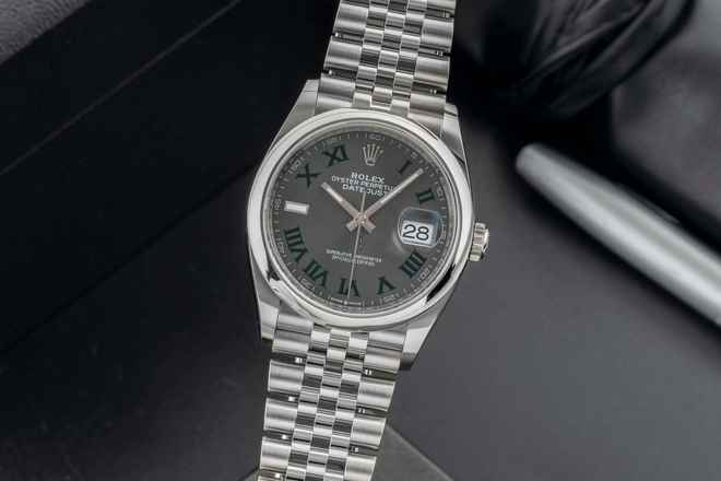  Rolex Datejust 36 Wimbledon Dial Edelstahl Automatik Herrenuhr Ref. 126200 B&P 