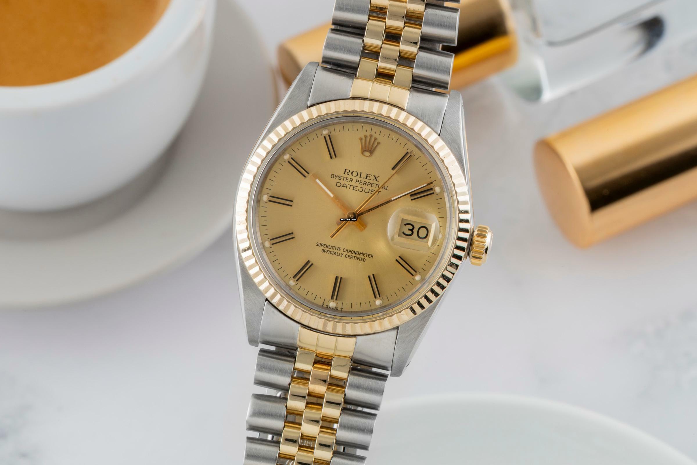  Rolex Datejust 36 Oyster Perpetual Stahl / Gold Automatik Ref 16013 Box 