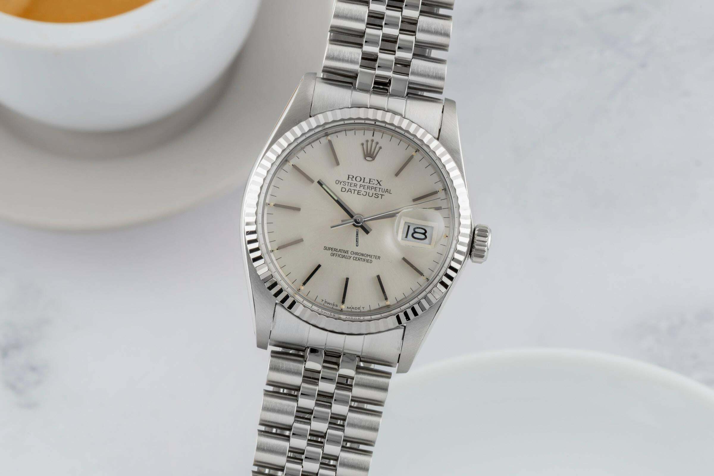  Rolex Datejust 36 Stahl / Weissgold Automatik Herrenuhr Ref. 16014 Klassiker 