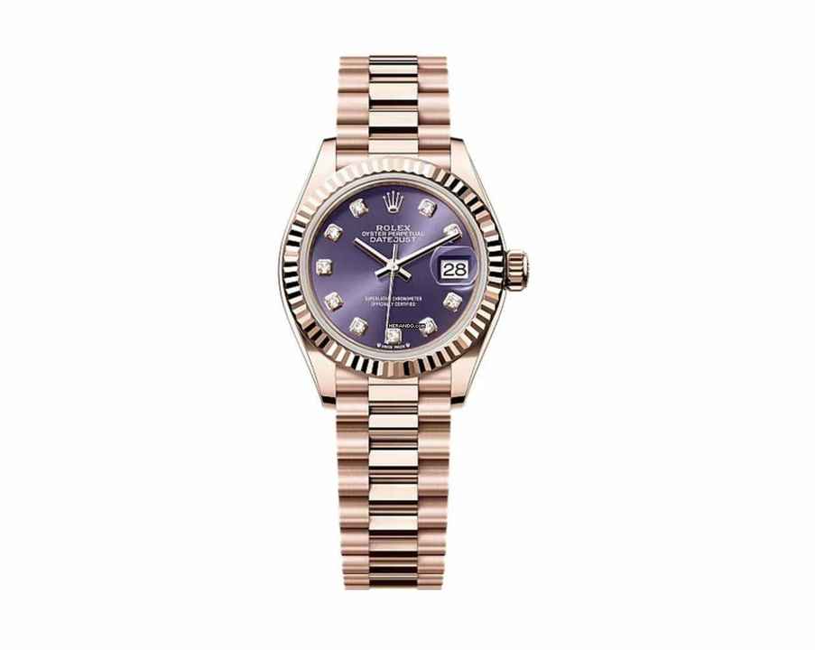  Rolex Lady-Datejust 28mm - Aubergine Diamond Dial - Presidental Bracelet - 279175 2020 
