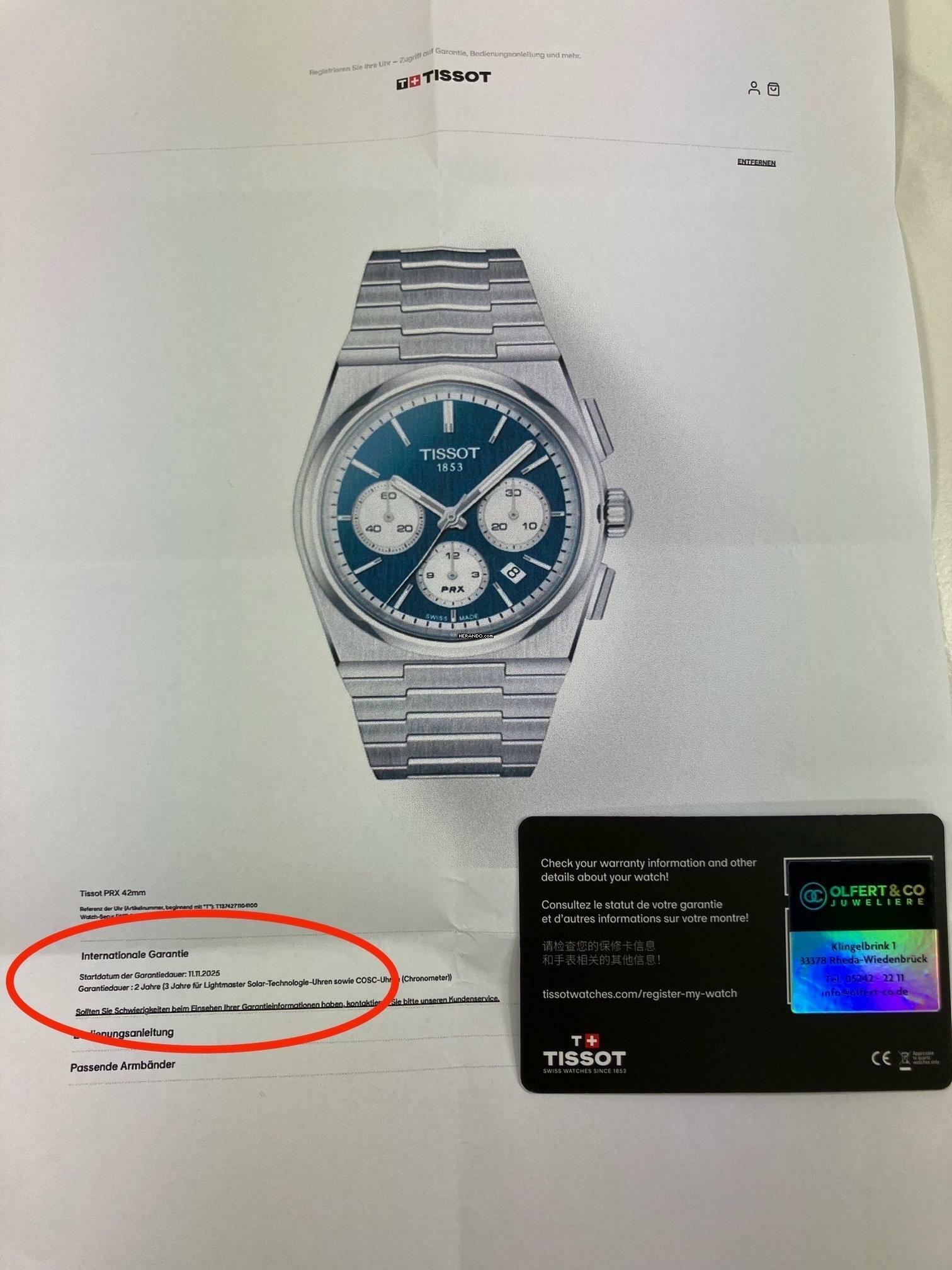 Thumbnail von Tissot PRX Automatic Chronograph Full Set / 11-2025