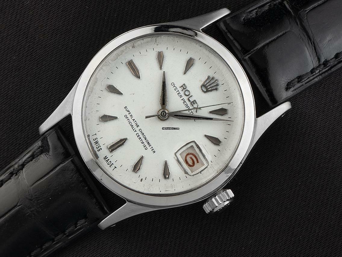  Rolex Oyster Perpetual Date Roulette Ref.6518 1957 original Box sehr gut Vintage Oyster Perpetual Roulette open 6/9 