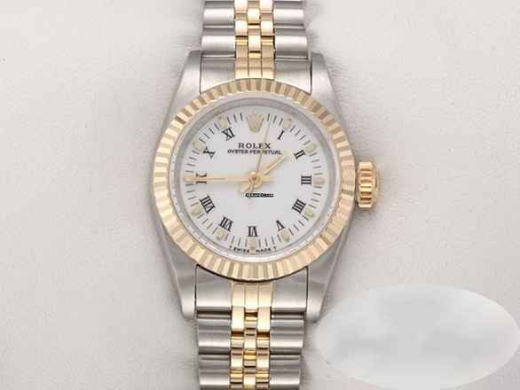  Rolex Oyster Perpetual 26 26mm Stahl Gelbgold 750 Automatik Edelstahl Damen Stainless Steel 18kt Yellow Gold Jubilé-band Oyster White Dial 