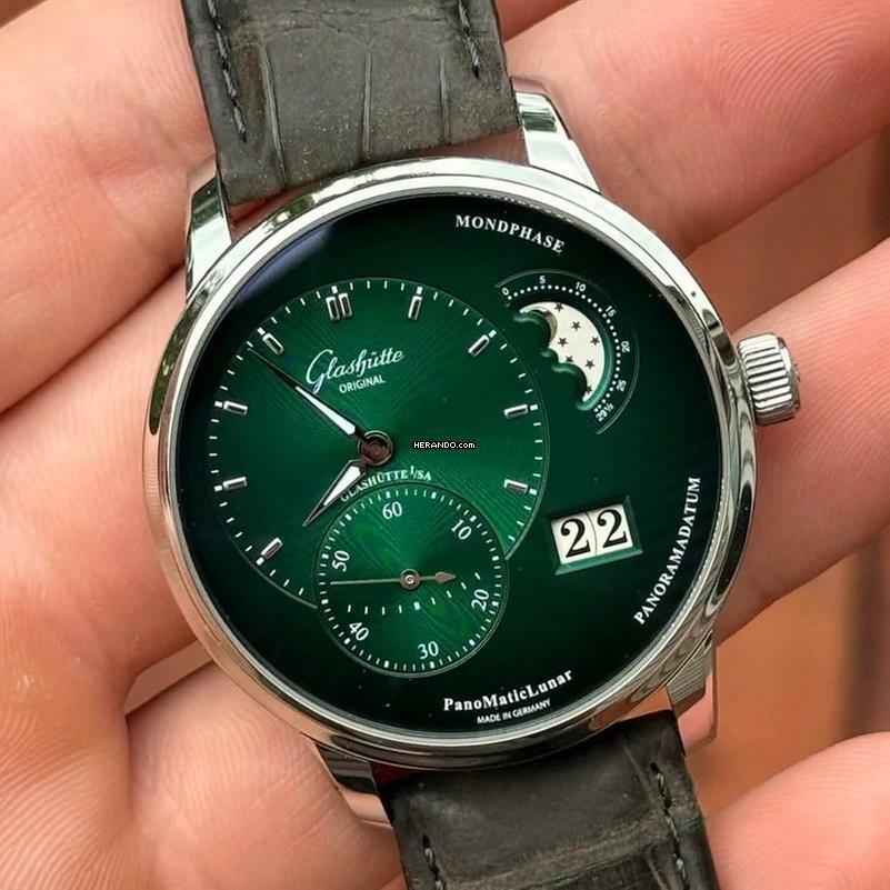  Glashütte Original PanoMaticLunar Green NEW FULL SET 