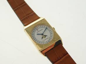 Thumbnail von Jaeger-LeCoultre 18 Karat Gelbgold Herrenuhr mit Calendar und Mondphase Rarität Herrengröße 24,5 x 38,5 mm