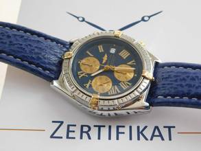 Thumbnail von Breitling Crosswind Chronograph Stahl Gold Chronometre blaues Zifferblatt
