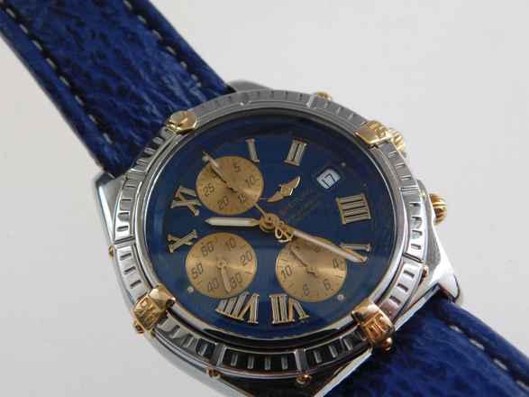  Breitling Crosswind Chronograph Stahl Gold Chronometre blaues Zifferblatt 