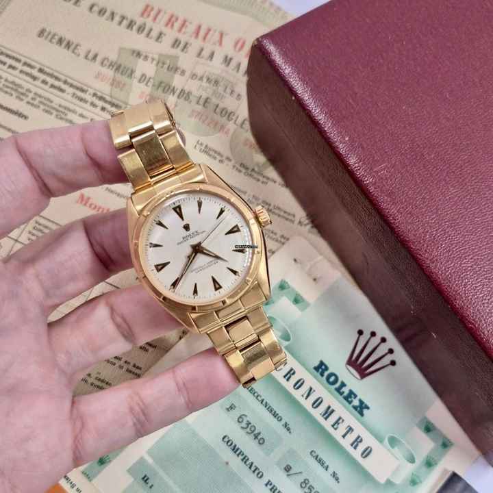  Rolex Oyster Perpetual 34 1952 Oyster Perpetual Bubbleback 34mm Automático Ouro Rosé Completo 