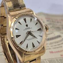 Thumbnail von Rolex Oyster Perpetual 34 1952 Oyster Perpetual Bubbleback 34mm Automático Ouro Rosé Completo