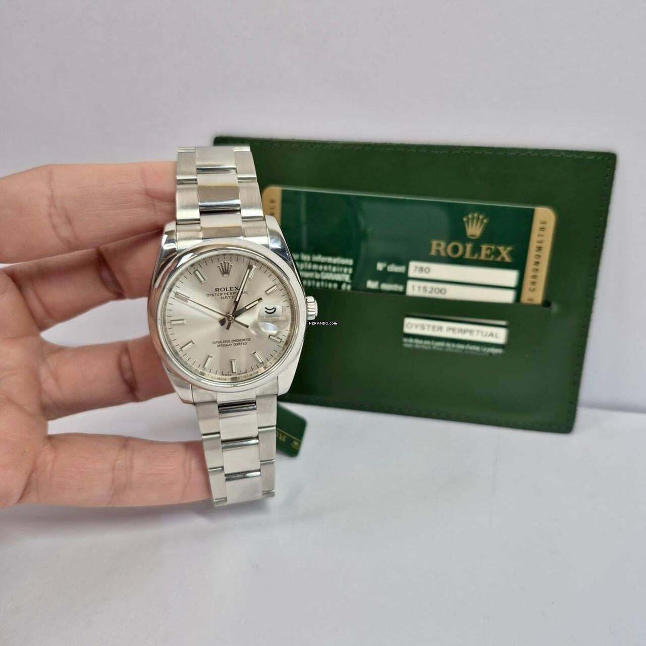  Rolex Oyster Perpetual Date Silver Dial 34mm Automático Completo 