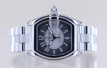 Thumbnail von Cartier Roadster Date black silver dial Automatik Sportlich Top Stahlband B+P