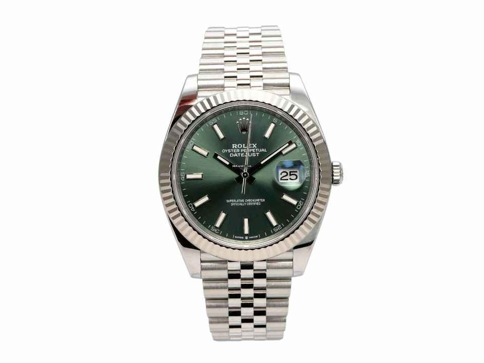  Rolex Datejust 41 Edelstahl Weißgold 126334 Mint Green Jubile-Band 