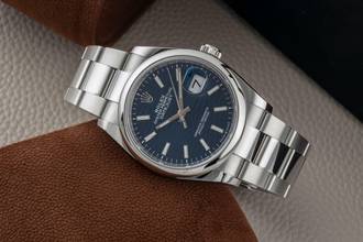 Thumbnail von Rolex Datejust 36 Blue Motif Dial Oyster Stahl Automatik Ref. 126200 B&P 2023