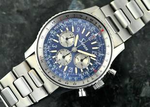 Thumbnail von Sinn 903 rare Vintage Navigation Chronograph | blue & purple dial | Titanium