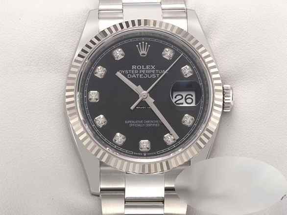  Rolex Datejust 36 126234 2022 Stahl Weissgold 750 Diamanten Automatik Stainless Steel 18kt White Gold Jubilé-band Chronometer Oyster Black Dial 
