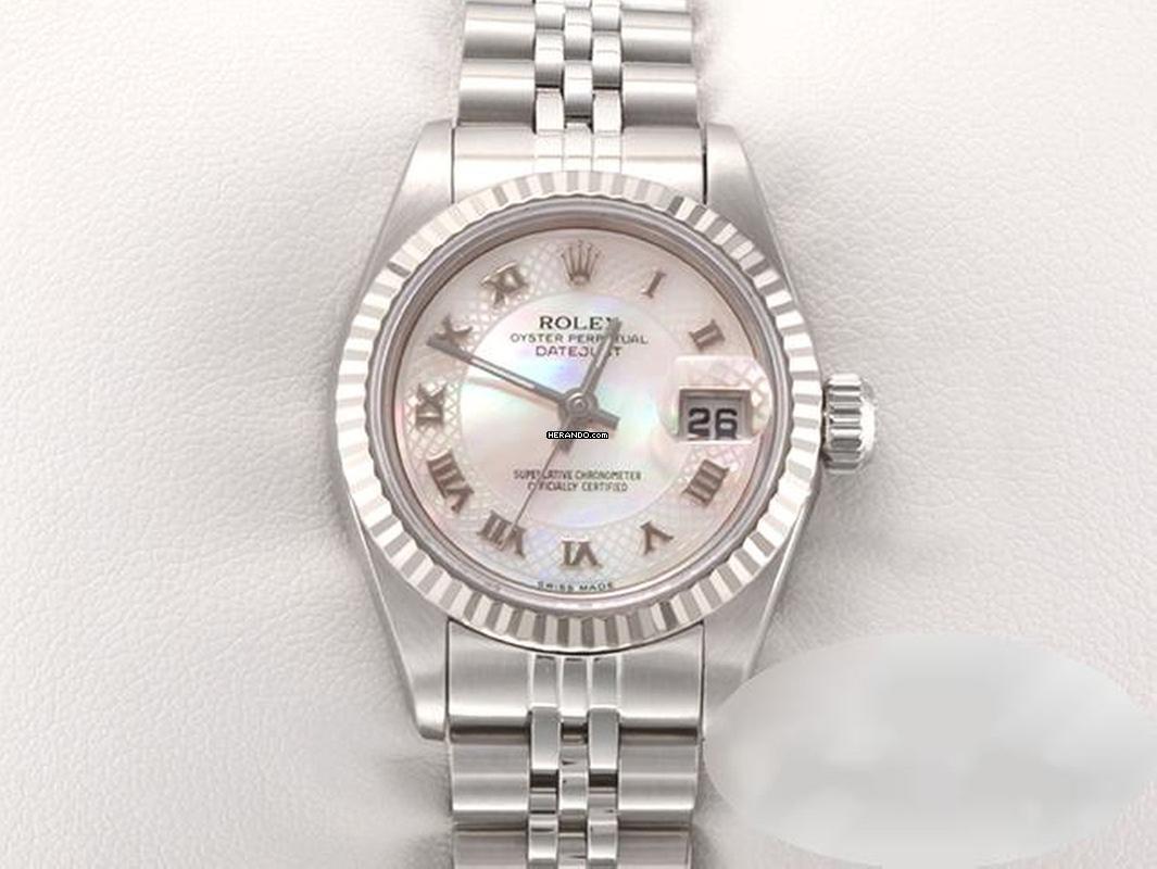 Rolex Lady-Datejust Edelstahl Weissgold 750 2003 Perlmutt Automatik Stahl Stainless Steel 18kt White Gold Jubilé-band Chronometer Oyster