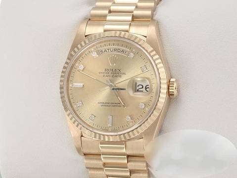  Rolex Day-Date 36 36mm 18238 1990 Gelbgold 750 Diamanten Automatik Gold 