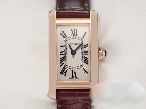  Cartier Tank Américaine Rosegold 750 2018 Lederband W2607456 Damen Gold 