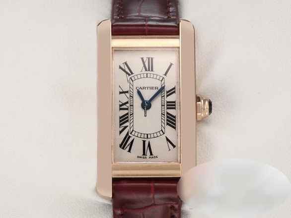  Cartier Tank Américaine Rosegold 750 2018 Lederband W2607456 Damen Gold 