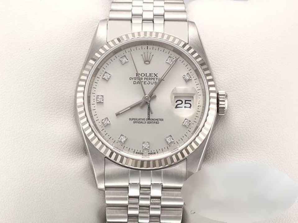  Rolex Datejust 36 36mm 16234 Stahl Weissgold 750 Diamanten Automatik 