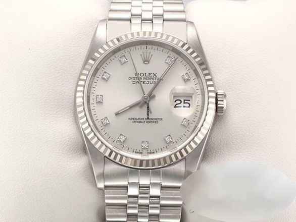  Rolex Datejust 36 36mm 16234 Stahl Weissgold 750 Diamanten Automatik 