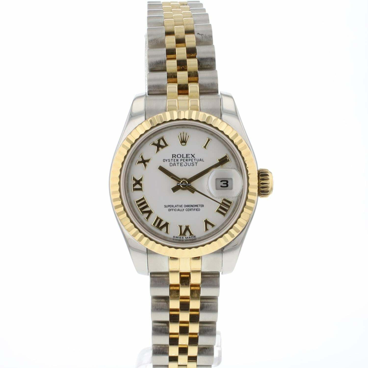  Rolex Lady-Datejust 26 Jubilee Steel/Gold White Roman Dial 