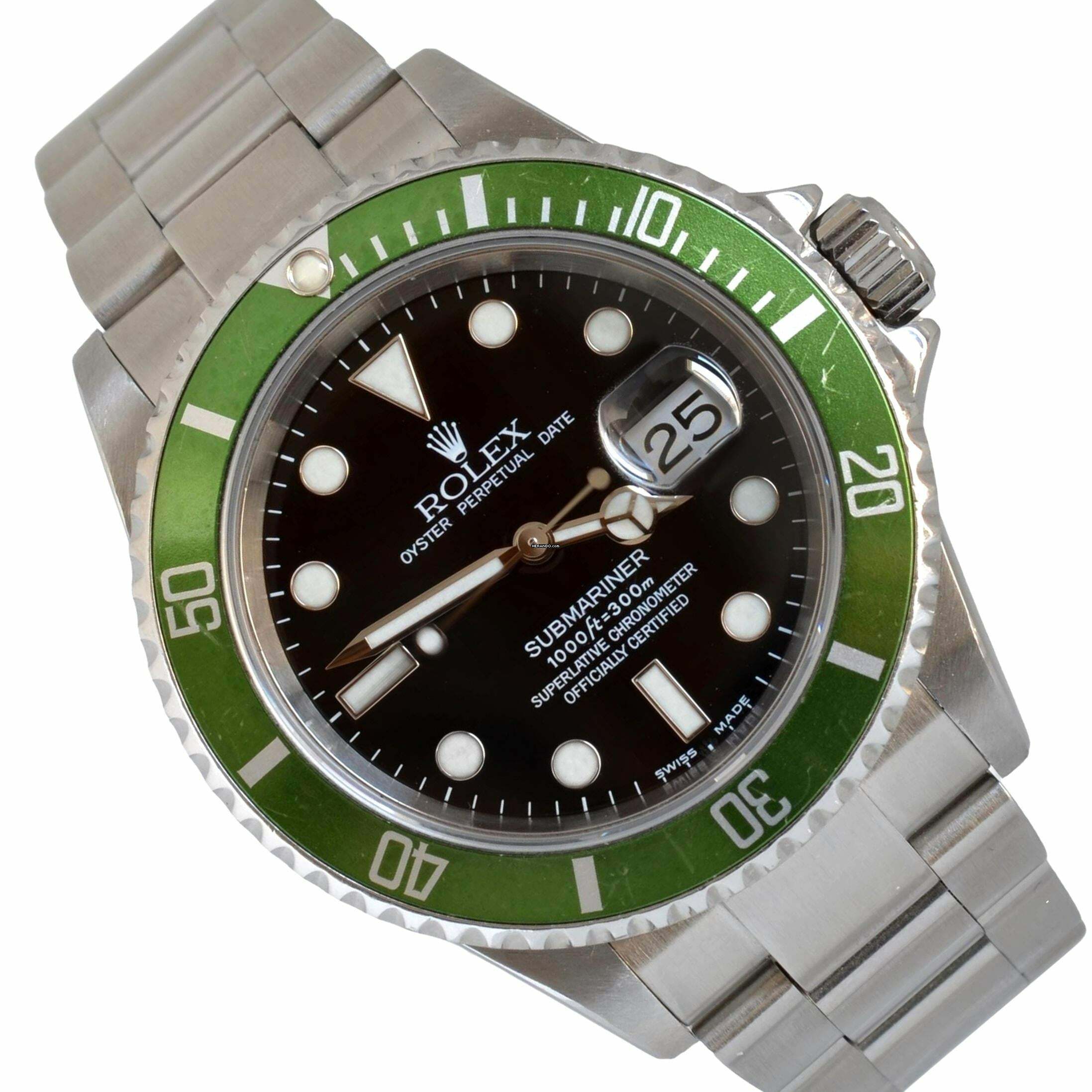 Rolex Submariner Date 16610LV MK1 Kermit Fat Four bezel Full Set 2003
