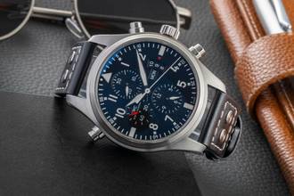 Thumbnail von IWC Fliegeruhr Doppelchronograph Schaffhausen Pilot Double Chronograph Automatik Stahl Herrenuhr Ref IW377801