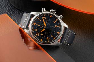 Thumbnail von IWC Fliegeruhr Chronograph Pilot Orange Sandstorm Chronograph Stahl Automatik Ref. IW377730 B&P 2021